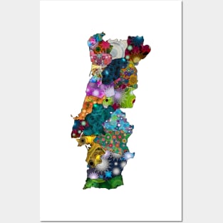 Spirograph Patterned Portugal Regions Map Posters and Art